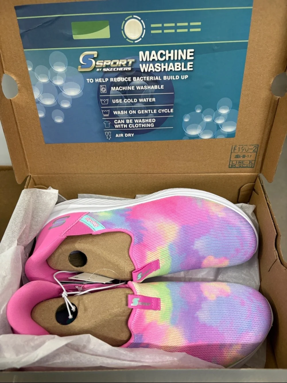 Skechers Kids Slip-On Sneakers in Pink Multi Rainbow - Picture 1 of 12